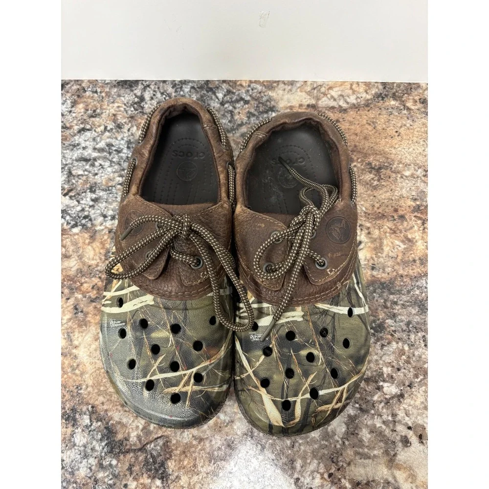 Crocs Camo Leather Islander Pitcrew Advantage Max-4 HD Men's Size 8